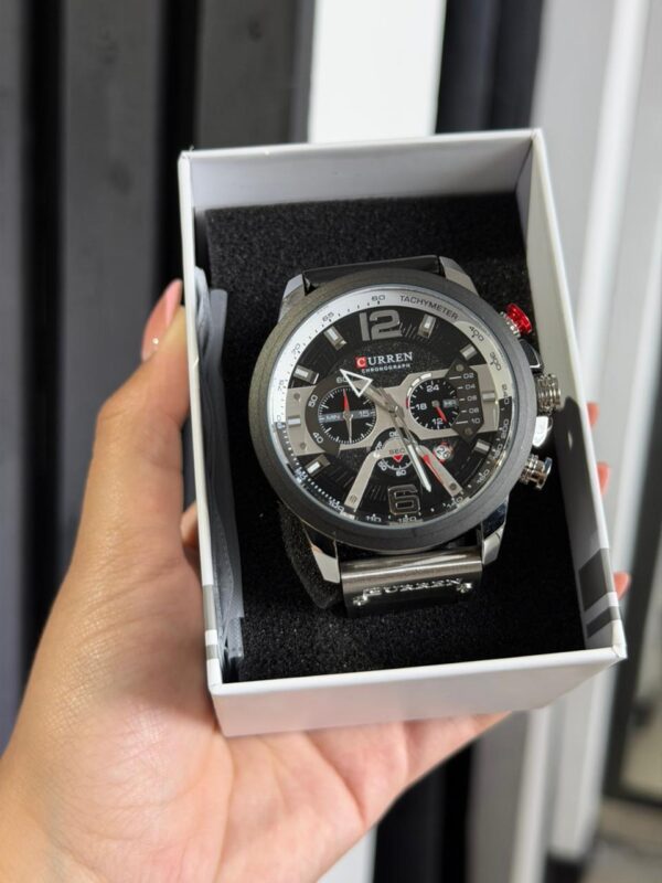 RELOJ CURREN METALIZADO BLACK, CORREA CUERO BLACK M8329