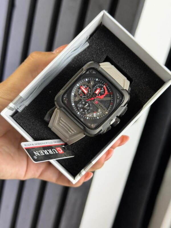 RELOJ CURREN METALIZADO BLACK, CORREA SILICONA GREY M8461