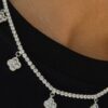 CADENA VAN CLEEF TREBOL SIMPLE CON ZIRCON PLATA 925 UNISEX (14GR) 48CM
