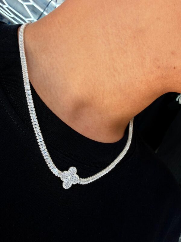 CADENA VAN CLEEF TREBOL CON ZIRCON Y CORAZON PLATA 925 UNISEX (11GR) 49CM