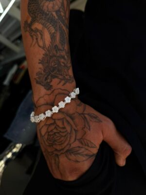 PULSERA VAN CLEEF FLOR CON ZIRCON PLATA 925 UNISEX (14GR) 20CM