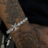 PULSERA LOUIS VUITTON ZIRCON CUADRADO PLATA 925 UNISEX (17GR) 17CM