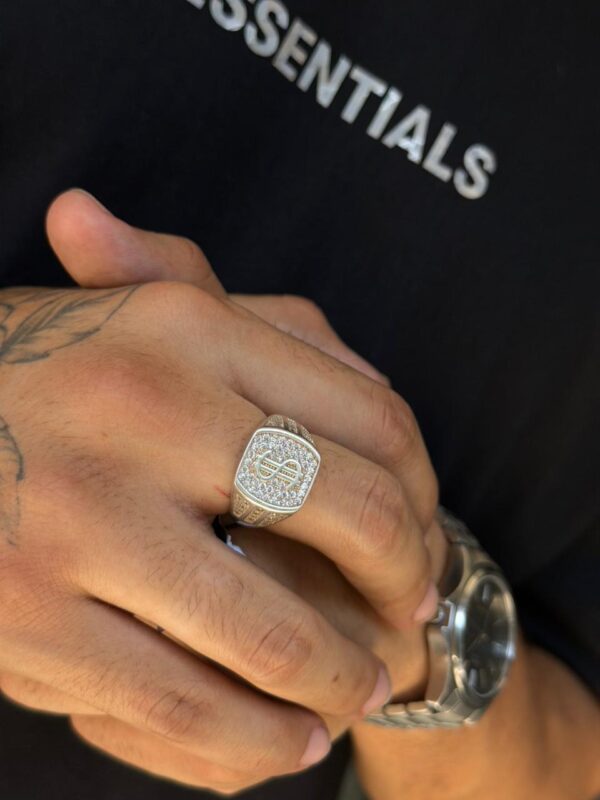 ANILLO SIGNO PESO CON ZIRCON PLATA 925 TALLA 17 (7GR)