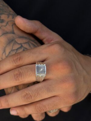 ANILLO SELLO CUADRO PLATA 925 HOMBRE TALLA 25 (7GR)