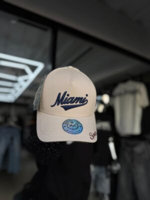 JOCKEY DOBLE AA CURVO MIAMI SPORTS CREAM-BLUE-COFFE AJUSTABLE