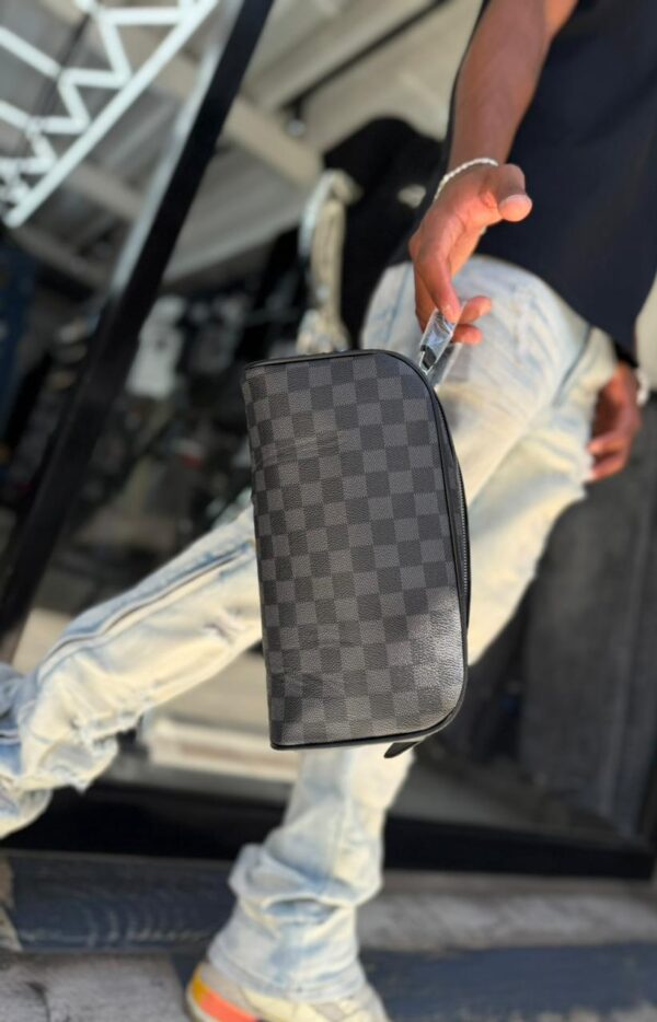 BOLSO DE MANO LV CUADRO GRIS-NEGRO 3273