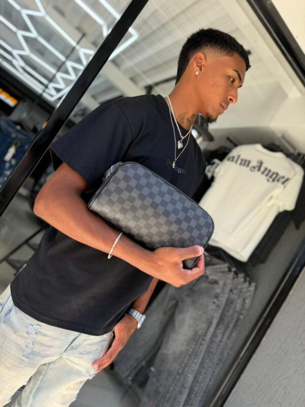BOLSO DE MANO LV CUADRO GRIS-NEGRO 3273