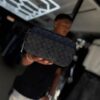 BOLSO DE MANO CH BASICO CUADRO NEGRO-GRIS PEQUEÑO