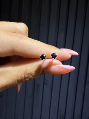 AROS PERLA REDONDA BLACK ZIRCON PEQUEÑO PLATA 925 (0,60GR)
