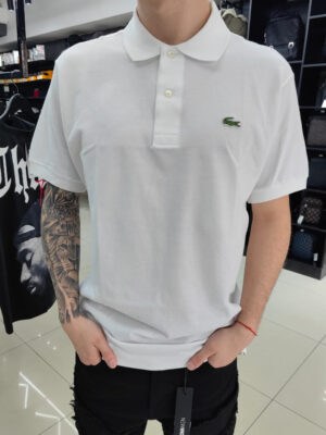 POLERA PIQUE LACOSTE BLANC CROCODILE L1212 HOMBRE