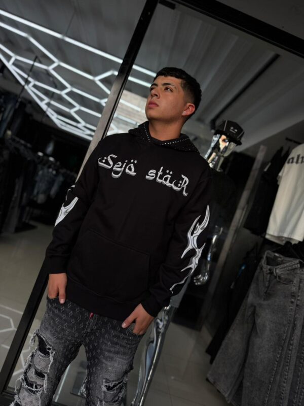 POLERON SEJO STAR BRILLO BLACK OVERSIZE