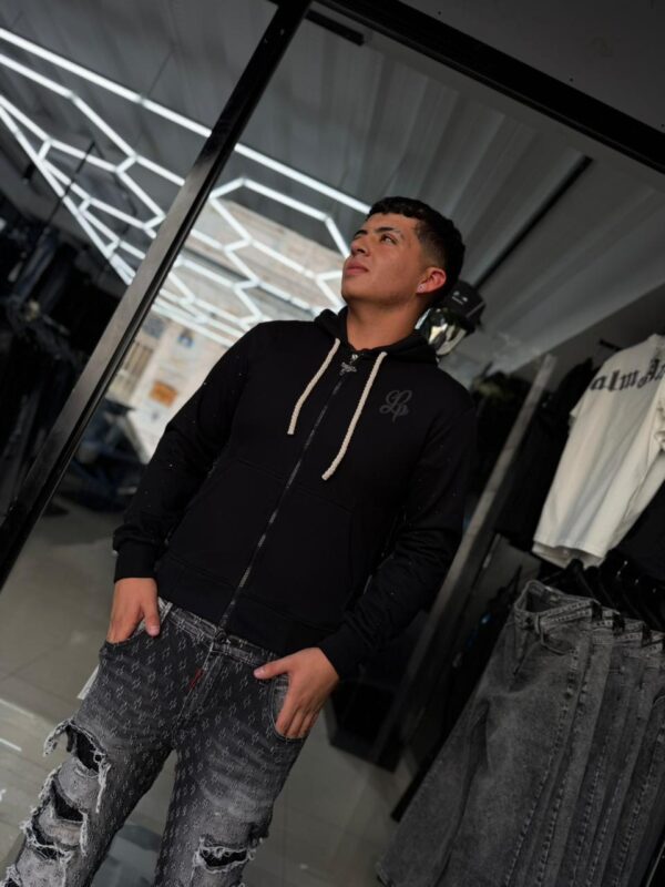 POLERON LUAP ADIAMANTADO BLACK CON CORDONES GRUESO, DIJE MINI UZI