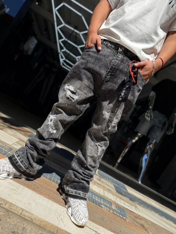 JEANS PURPLE FLARE GREY BRILLO P041