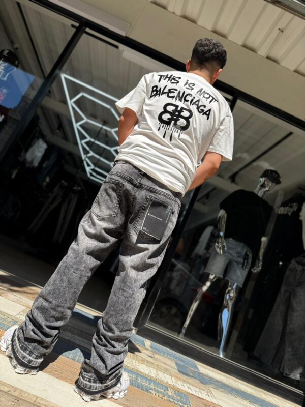 JEANS PURPLE FLARE GREY BRILLO P041