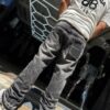 JEANS PURPLE FLARE GREY BRILLO P041