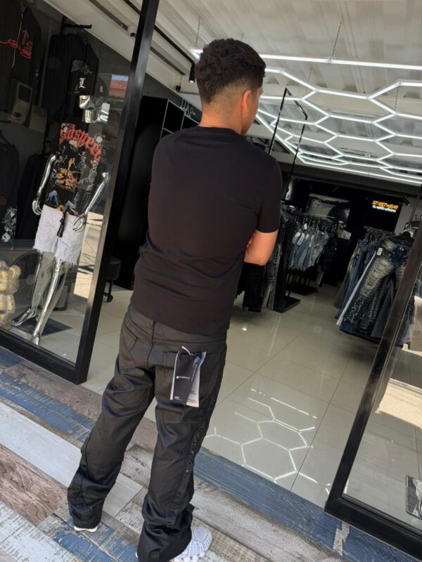 JEANS PURPLE BLACK FLARE CUERO P043