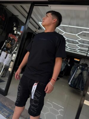 SHORT PURPLE NEGRO BASICO-RASGADO MJ051