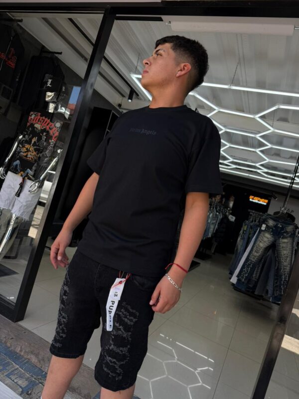SHORT PURPLE NEGRO BASICO-RASGADO MJ051
