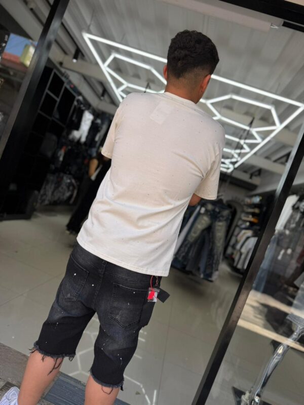 SHORT M-STAR NEGRO PINTURA RASGADO M-9066