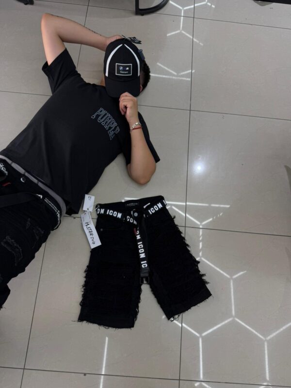SHORT M-STAR NIÑO-RASGADO NEGRO M-66007