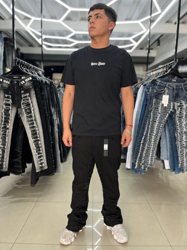 JEANS FASHION NOVA STACKED SKINNY FLARE BLACK GFN13
