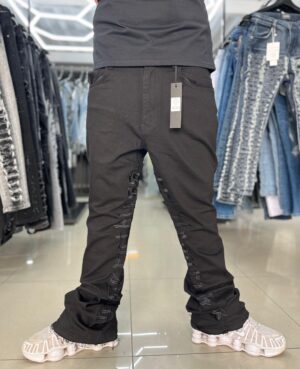 JEANS FASHION NOVA STACKED SKINNY FLARE BLACK GFN13