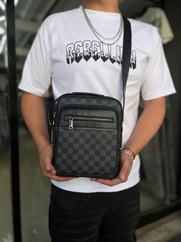 BOLSO LV BLACK CUERO CUADRO GRIS 5170-2