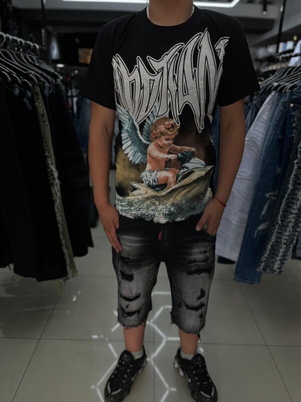 POLERA TINOTAN ANGEL AGUA ADIAMANTADO OVERSIZE BLACK