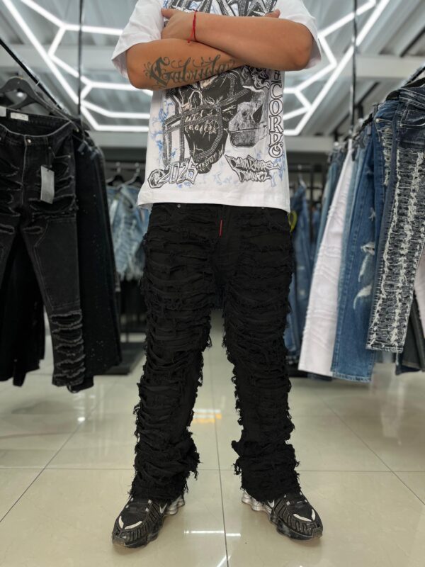JEANS M-STAR BLACK RASGADO FLARE M-8973