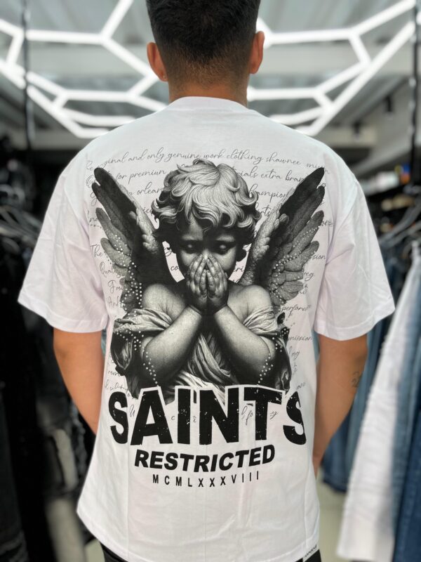 POLERA SAINTS RESTRITED MCMLXXXVIII ADIAMANTADO WHITE OVERSIZE