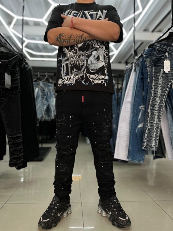 JEANS M-STAR BLACK RASGADO PINTURA REGULAR FIT M-9079