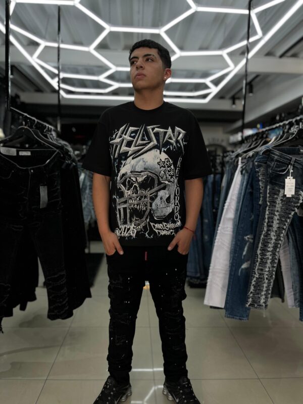 JEANS M-STAR BLACK RASGADO PINTURA REGULAR FIT M-9079