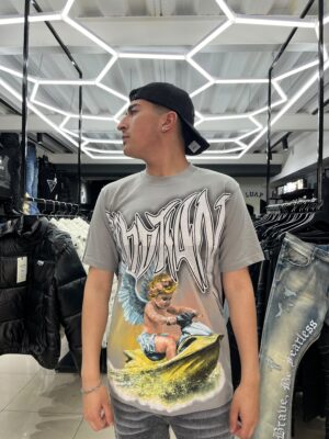 POLERA TINOTAN ANGEL AGUA ADIAMANTADO OVERSIZE GRIS