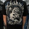 POLERA HELLSTAR CASCO CALABERA 2025 ADIAMANTADO BLACK-BLUE OVERSIZE