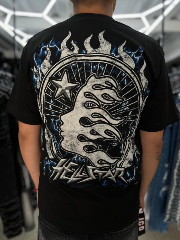 POLERA HELLSTAR CASCO CALABERA 2025 ADIAMANTADO BLACK-BLUE OVERSIZE