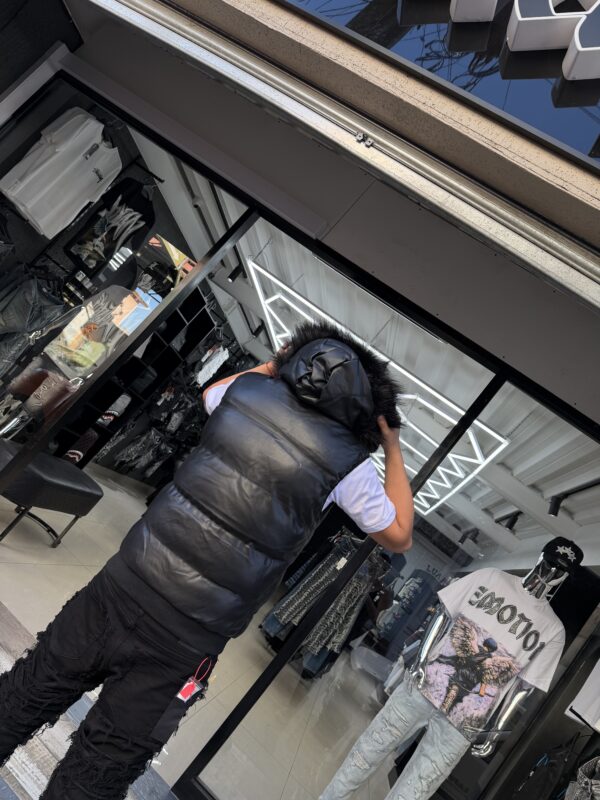 CHAQUETA MJ JEANS ECO CUERO MANGA CORTA BLACK CON PELO HOMBRE