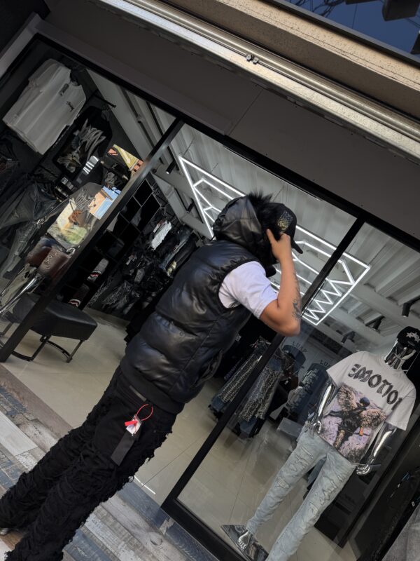 CHAQUETA MJ JEANS ECO CUERO MANGA CORTA BLACK CON PELO HOMBRE