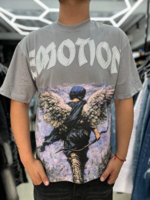 POLERA MIXED EMOTION ANGEL FLECH ADIAMANTADO GREY OVERSIZE