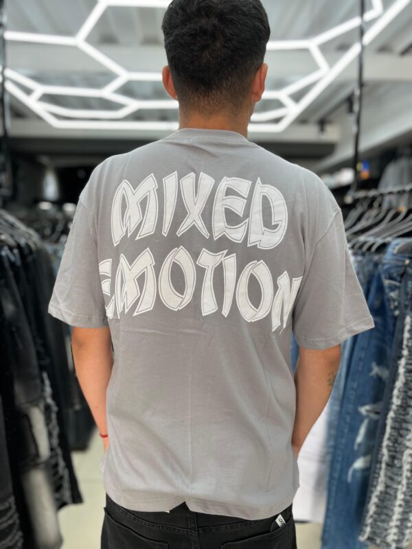 POLERA MIXED EMOTION ANGEL FLECH ADIAMANTADO GREY OVERSIZE