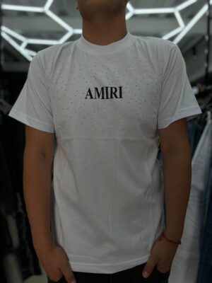 POLERA AMIRI ADIAMANTADO WHITE OVERSIZE