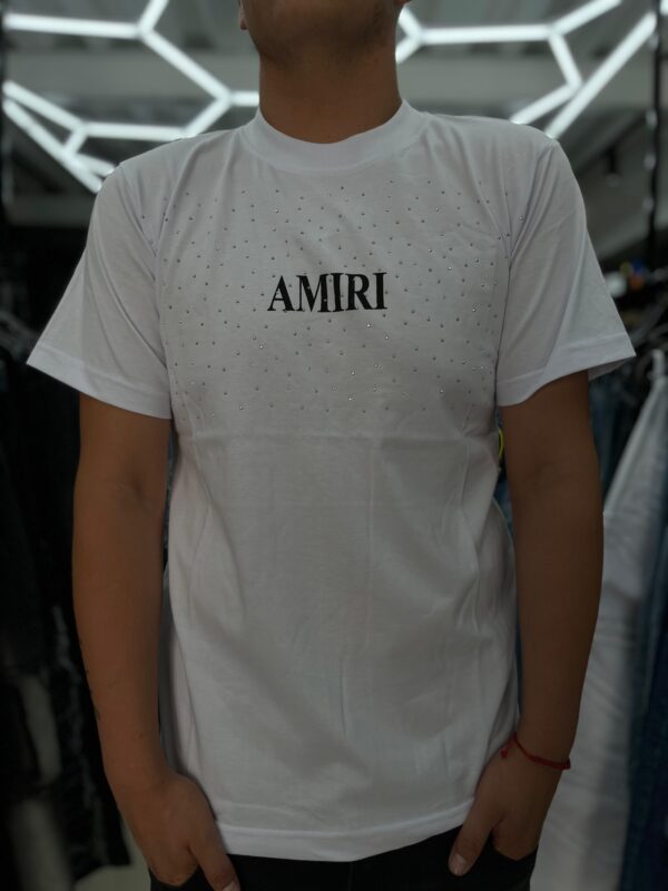 POLERA AMIRI ADIAMANTADO WHITE OVERSIZE