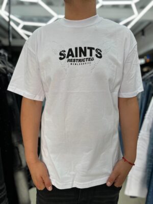 POLERA SAINTS RESTRITED MCMLXXXVIII ADIAMANTADO WHITE OVERSIZE