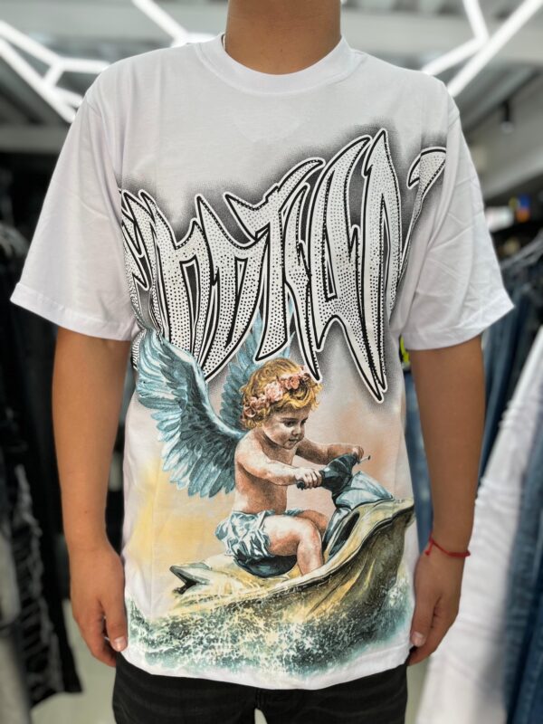 POLERA TINOTAN ANGEL AGUA ADIAMANTADO WHITE OVERSIZE