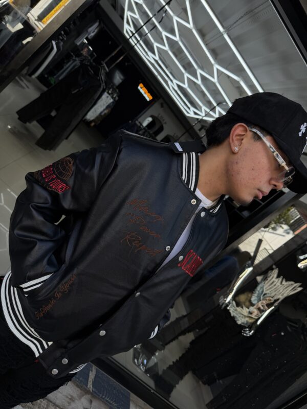 CHAQUETA UNIVERSITARIA SCARFACE BLACK CUERO JH97005