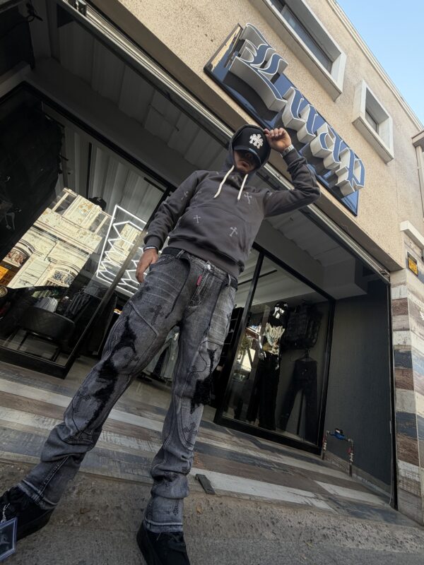 JEANS M-STAR REGULAR FIT GRIS CON CRUZ HOMBRE M-9047