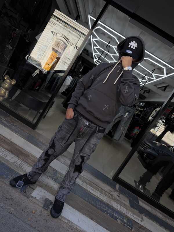 JEANS M-STAR REGULAR FIT GRIS CON CRUZ HOMBRE M-9047