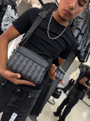 BOLSO LCTE CON MONEDERO GRIS-BALCK UNISEX 6388