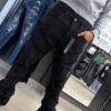 JEANS FASHION NOVA ALL OVER FRAY STACKED SKINNY FLARE BLACK GFN278