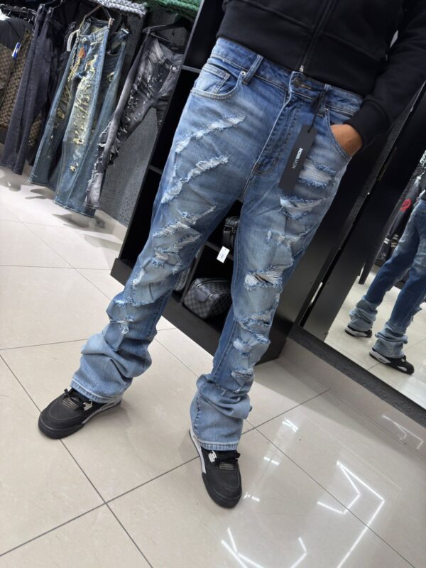 JEANS FASHION NOVA FLARE UP AND DESTROYED LIGHT BLUE WASH FNMDD54138