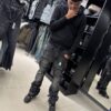 JEANS FASHION NOVA STACKED SKINNY FLARE BLEACH CROC BLACK WASH FNMDD53086